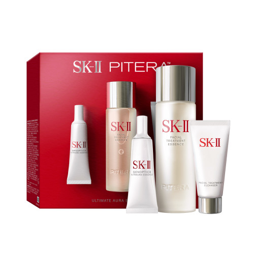SK-II PITERA™ Ultimate Aura Essentials Kit is a 3-step brightenting skin care routine